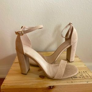 JustFab Beige suede strapped heels